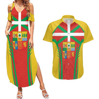 Basque Country Couples Matching Summer Maxi Dress and Hawaiian Shirt Zazpiak Bat Flag Style