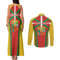 Basque Country Couples Matching Tank Maxi Dress and Long Sleeve Button Shirt Zazpiak Bat Flag Style