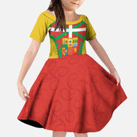Basque Country Family Matching Off The Shoulder Long Sleeve Dress and Hawaiian Shirt Zazpiak Bat Flag Style