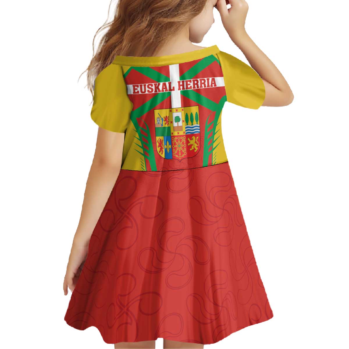 Basque Country Family Matching Off The Shoulder Long Sleeve Dress and Hawaiian Shirt Zazpiak Bat Flag Style
