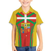 Basque Country Family Matching Off The Shoulder Long Sleeve Dress and Hawaiian Shirt Zazpiak Bat Flag Style