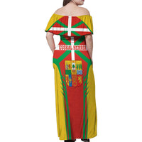 Basque Country Family Matching Off Shoulder Maxi Dress and Hawaiian Shirt Zazpiak Bat Flag Style