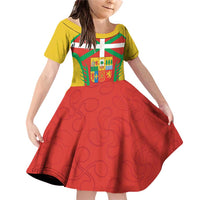 Basque Country Family Matching Off Shoulder Short Dress and Hawaiian Shirt Zazpiak Bat Flag Style