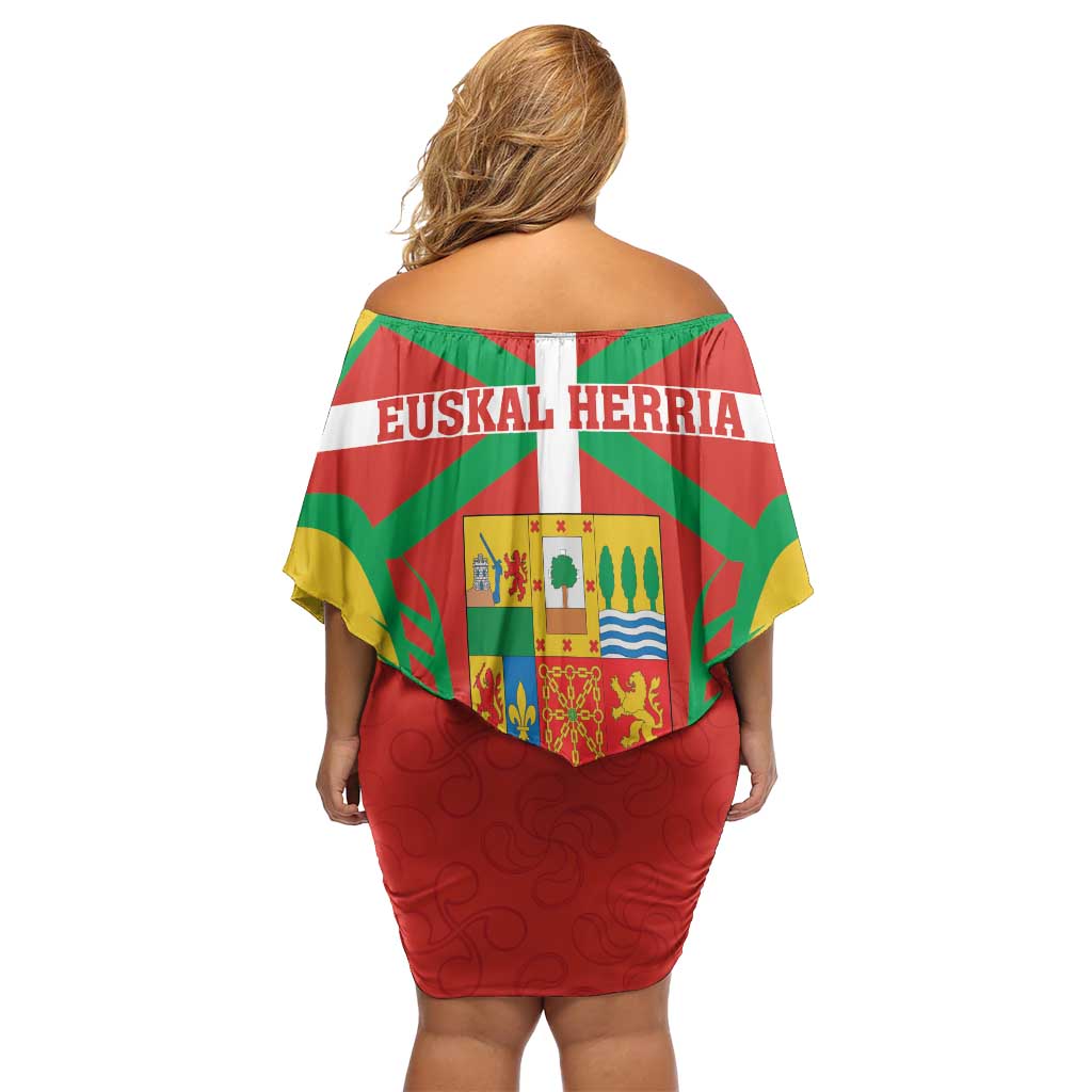 Basque Country Family Matching Off Shoulder Short Dress and Hawaiian Shirt Zazpiak Bat Flag Style