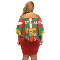 Basque Country Family Matching Off Shoulder Short Dress and Hawaiian Shirt Zazpiak Bat Flag Style