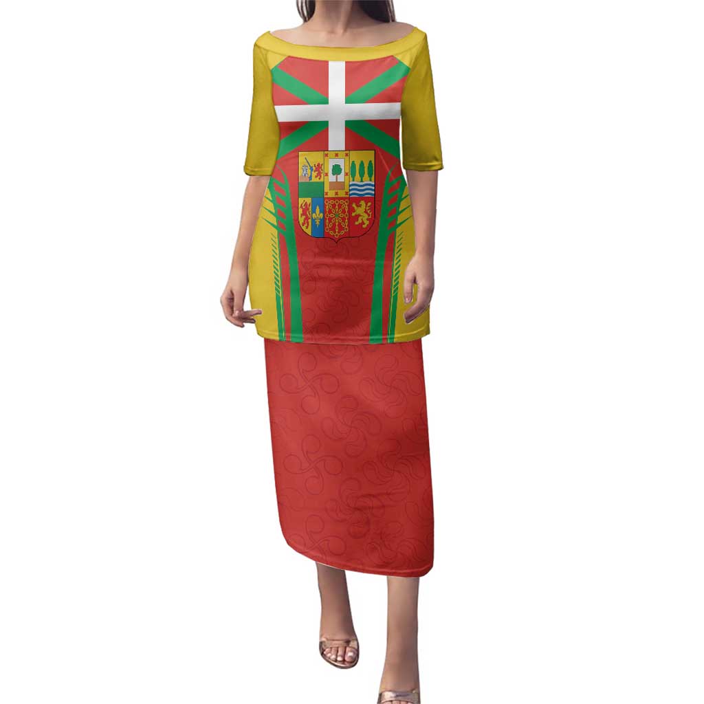 Basque Country Family Matching Puletasi and Hawaiian Shirt Zazpiak Bat Flag Style