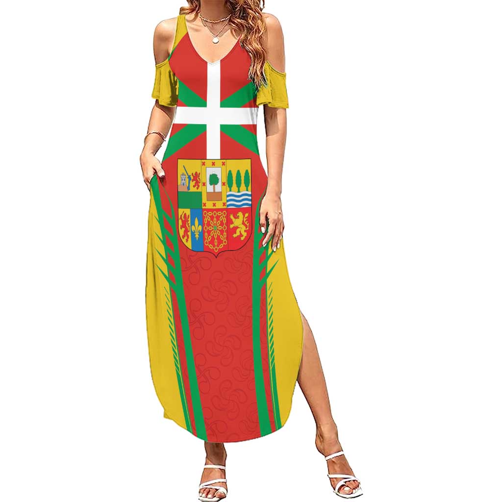 Basque Country Family Matching Summer Maxi Dress and Hawaiian Shirt Zazpiak Bat Flag Style