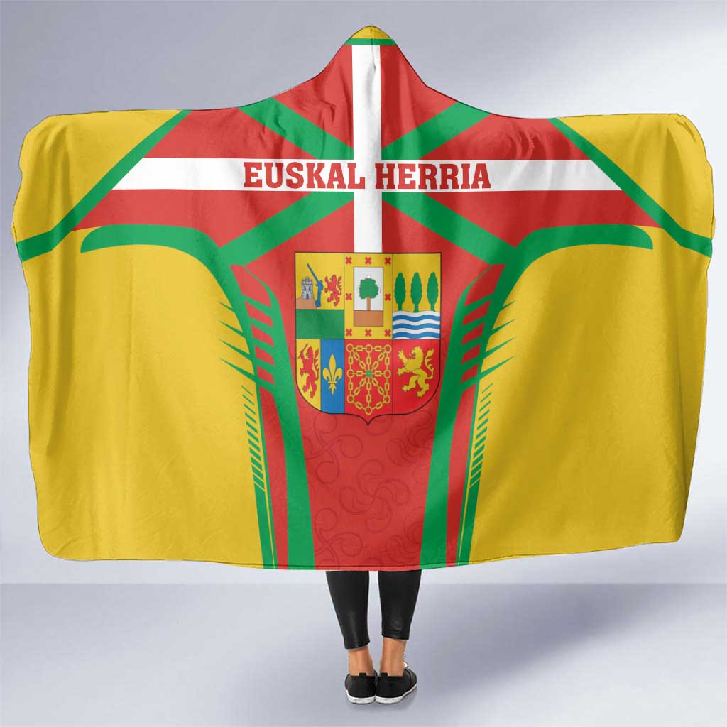 Basque Country Hooded Blanket Zazpiak Bat Flag Style
