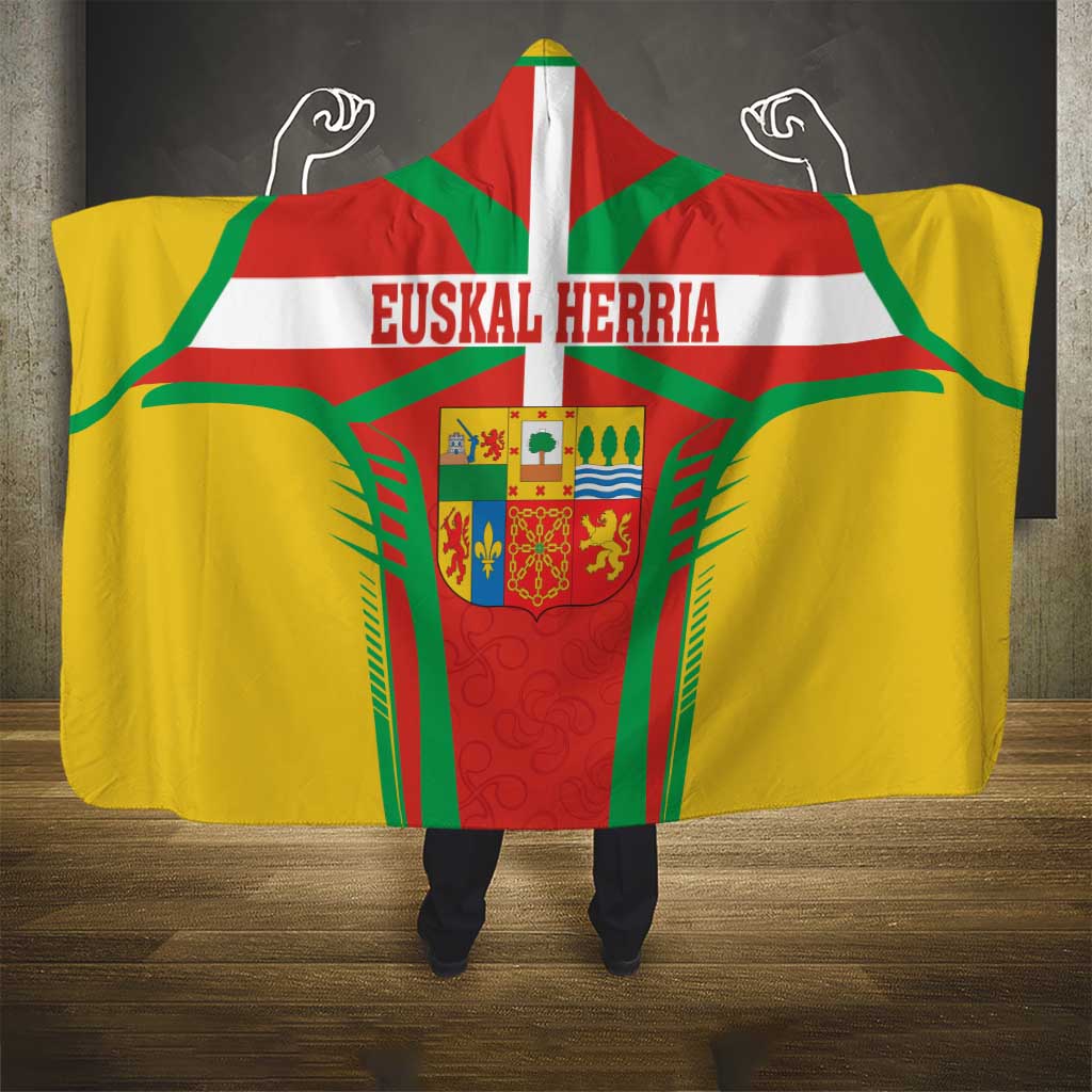 Basque Country Hooded Blanket Zazpiak Bat Flag Style