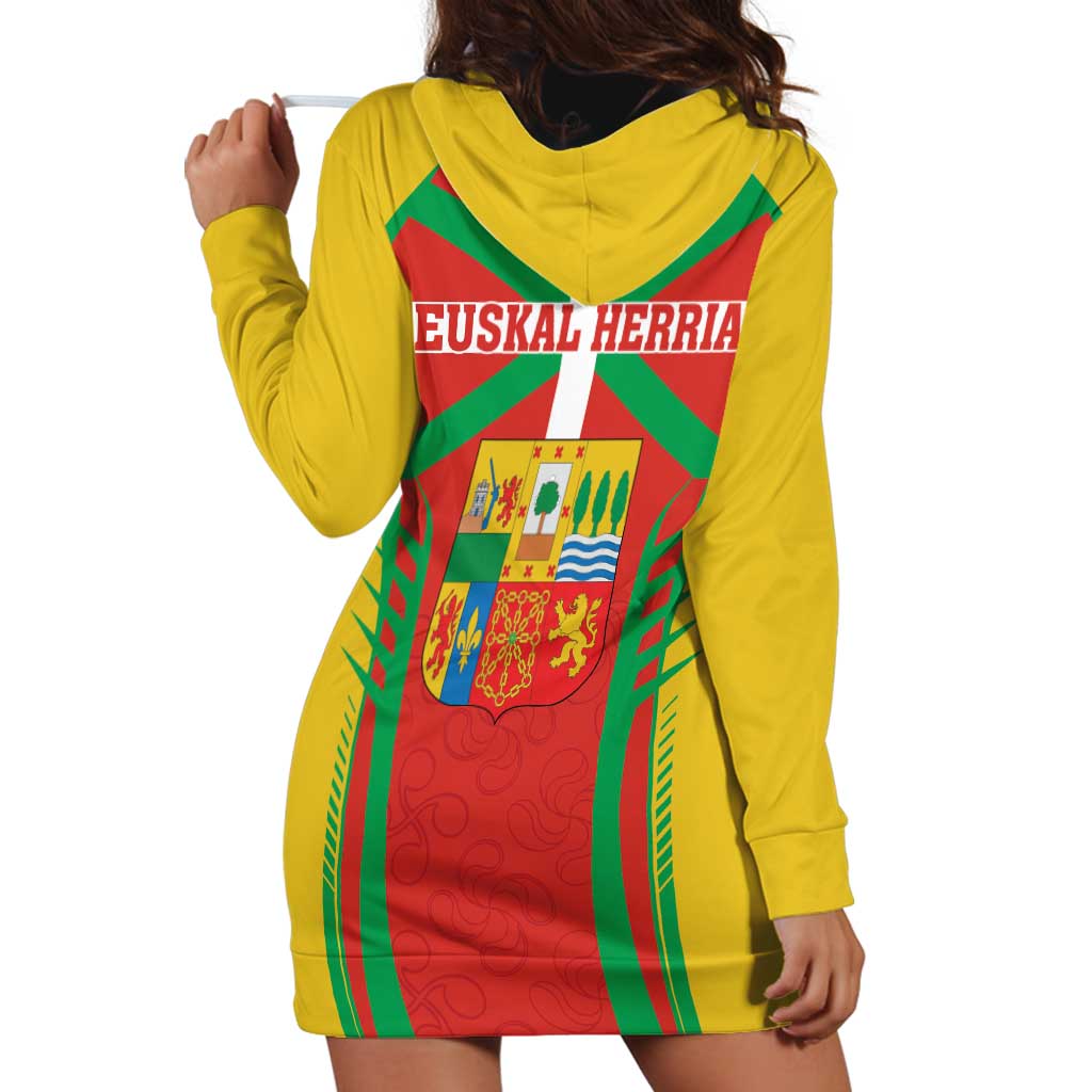 Basque Country Hoodie Dress Zazpiak Bat Flag Style