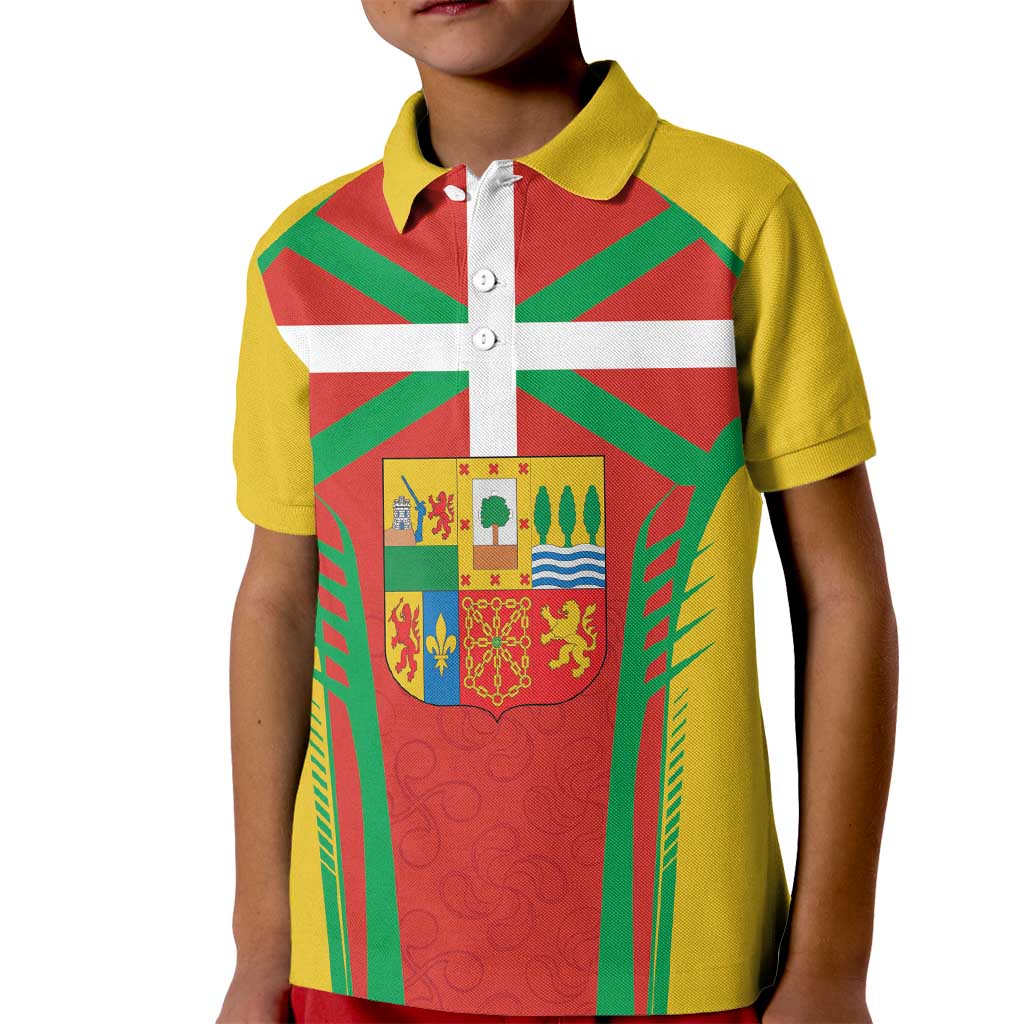 Basque Country Kid Polo Shirt Zazpiak Bat Flag Style