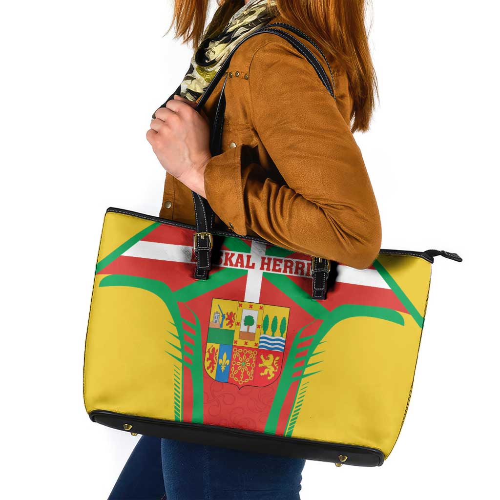 Basque Country Leather Tote Bag Zazpiak Bat Flag Style
