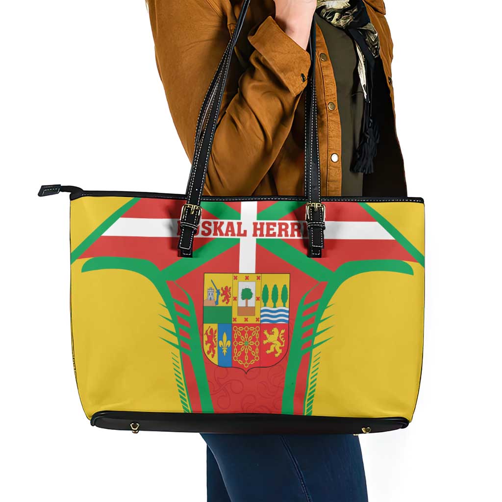 Basque Country Leather Tote Bag Zazpiak Bat Flag Style