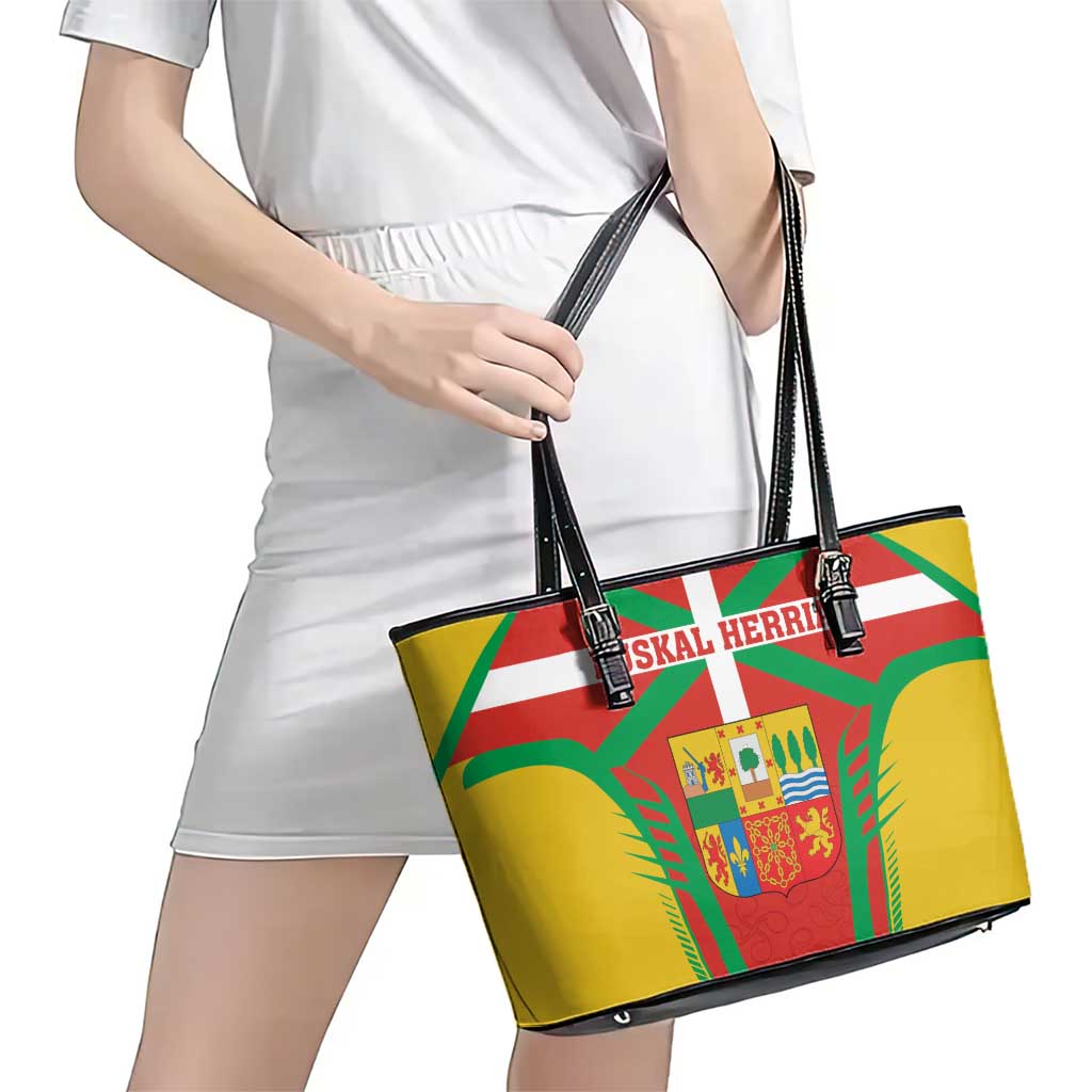 Basque Country Leather Tote Bag Zazpiak Bat Flag Style