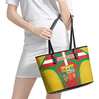 Basque Country Leather Tote Bag Zazpiak Bat Flag Style