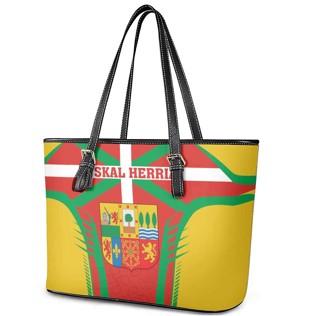 Basque Country Leather Tote Bag Zazpiak Bat Flag Style