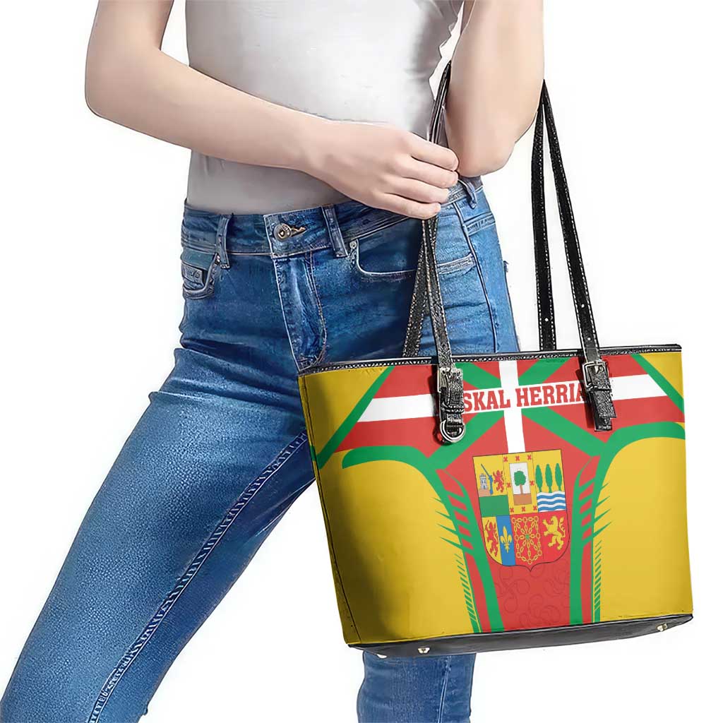 Basque Country Leather Tote Bag Zazpiak Bat Flag Style