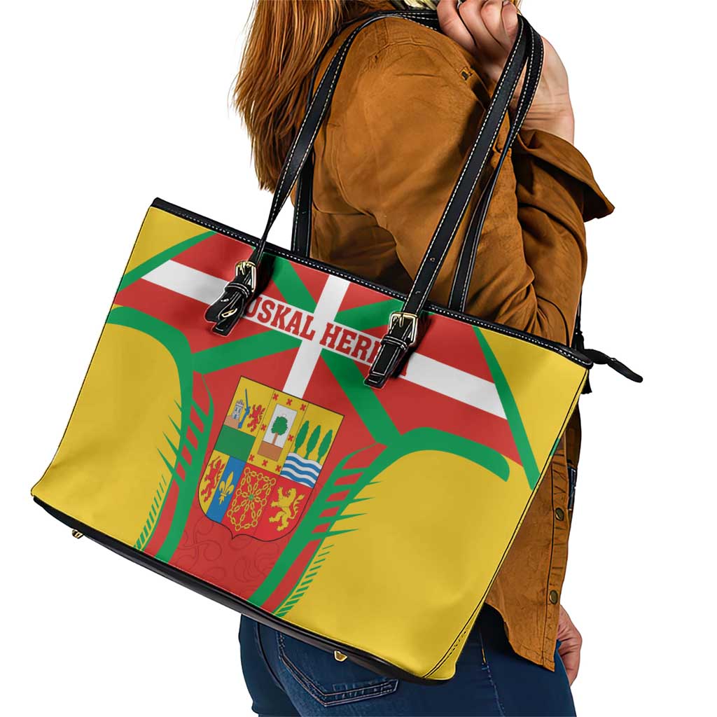 Basque Country Leather Tote Bag Zazpiak Bat Flag Style