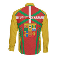 Basque Country Long Sleeve Button Shirt Zazpiak Bat Flag Style