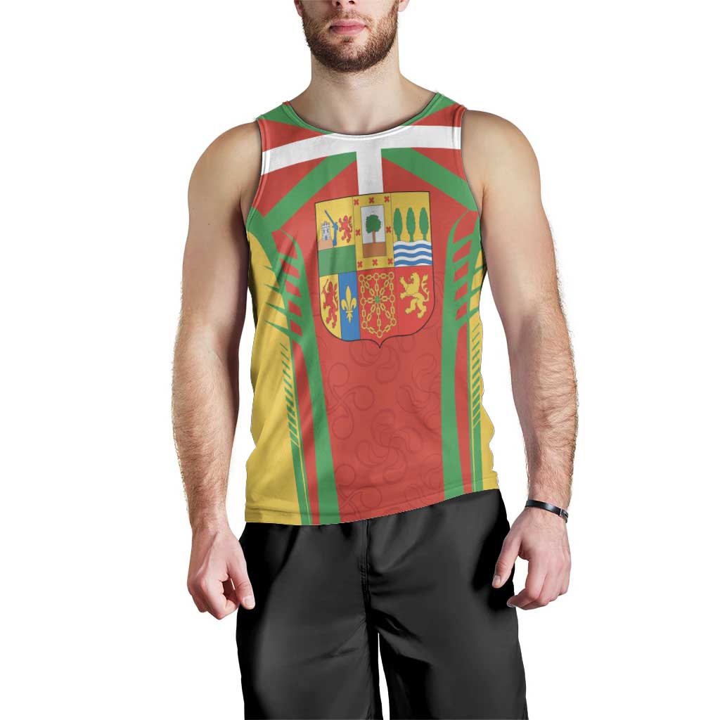 Basque Country Men Tank Top Zazpiak Bat Flag Style