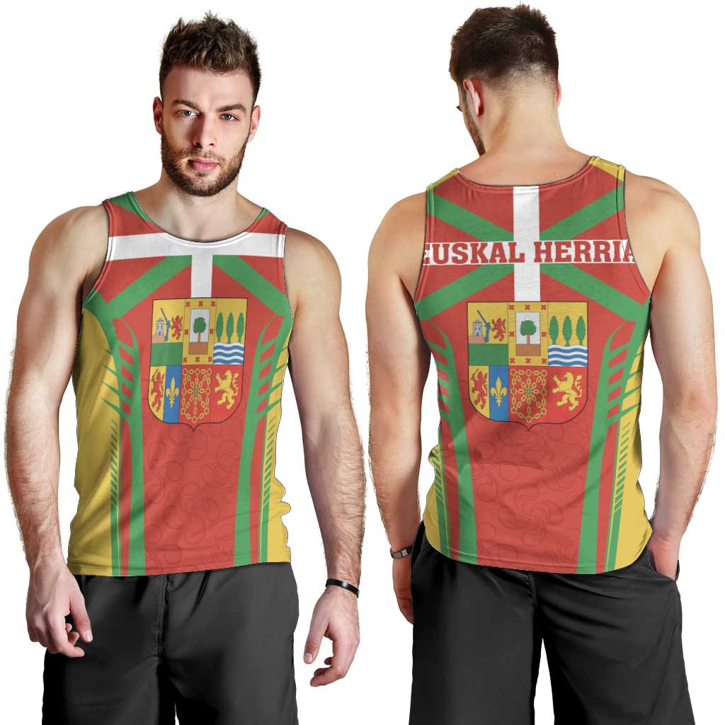 Basque Country Men Tank Top Zazpiak Bat Flag Style