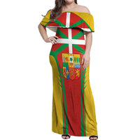 Basque Country Off Shoulder Maxi Dress Zazpiak Bat Flag Style