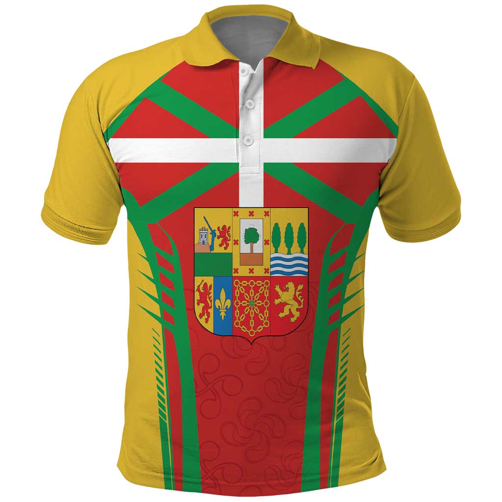 Basque Country Polo Shirt Zazpiak Bat Flag Style