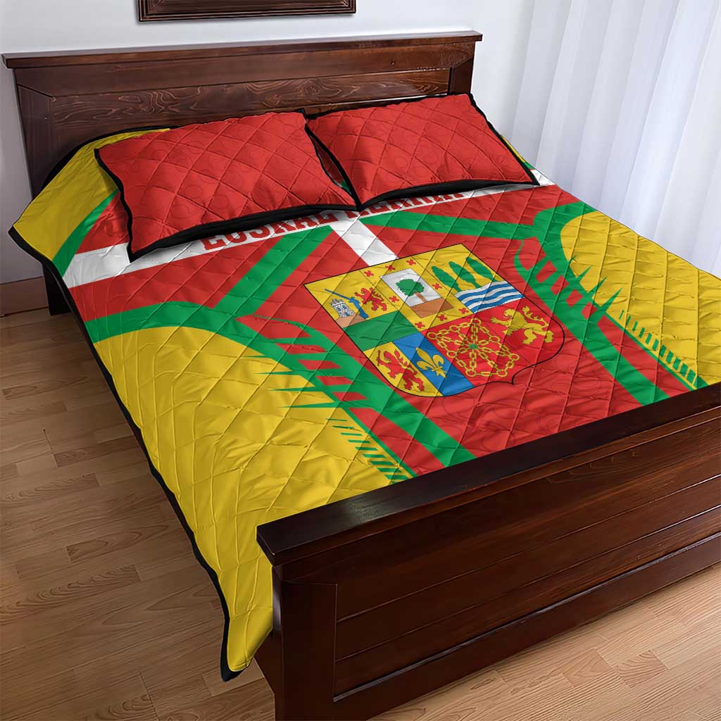 Basque Country Quilt Bed Set Zazpiak Bat Flag Style