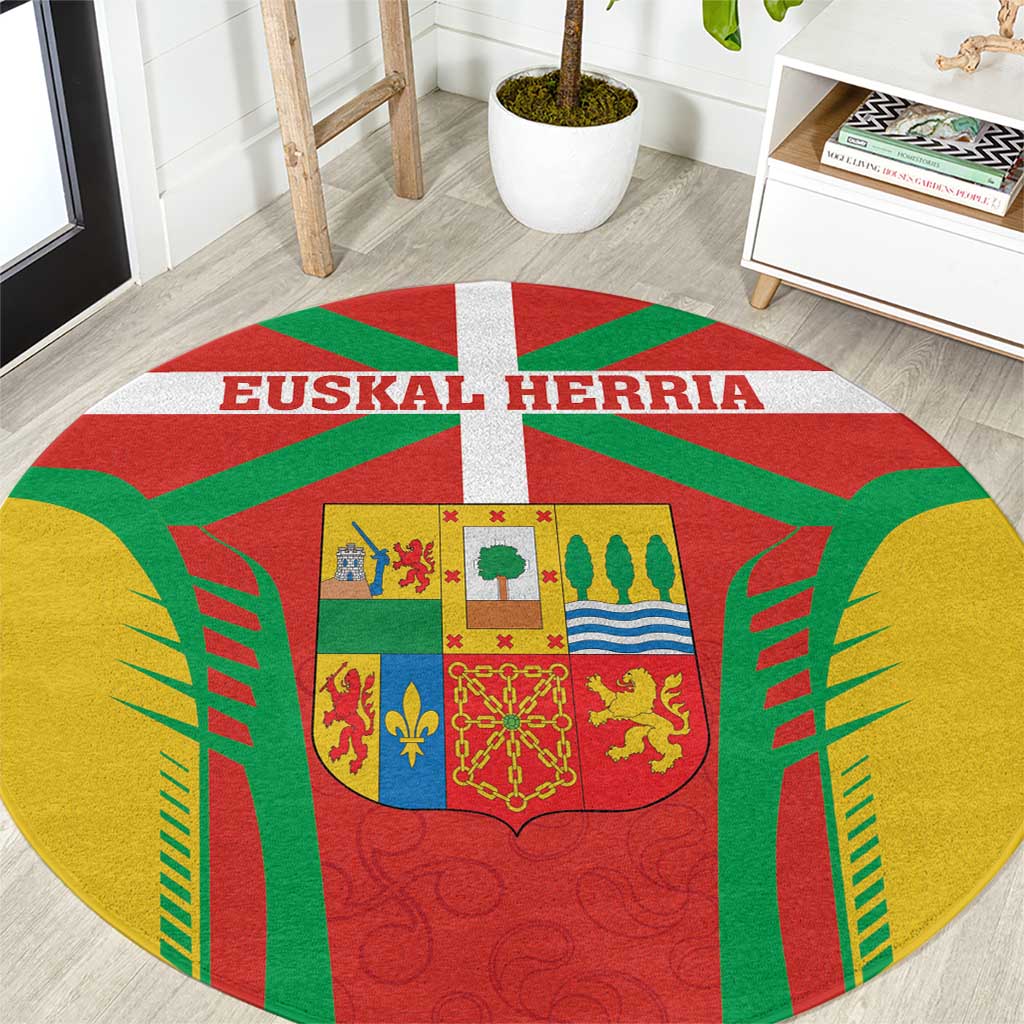 Basque Country Round Carpet Zazpiak Bat Flag Style