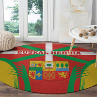 Basque Country Round Carpet Zazpiak Bat Flag Style