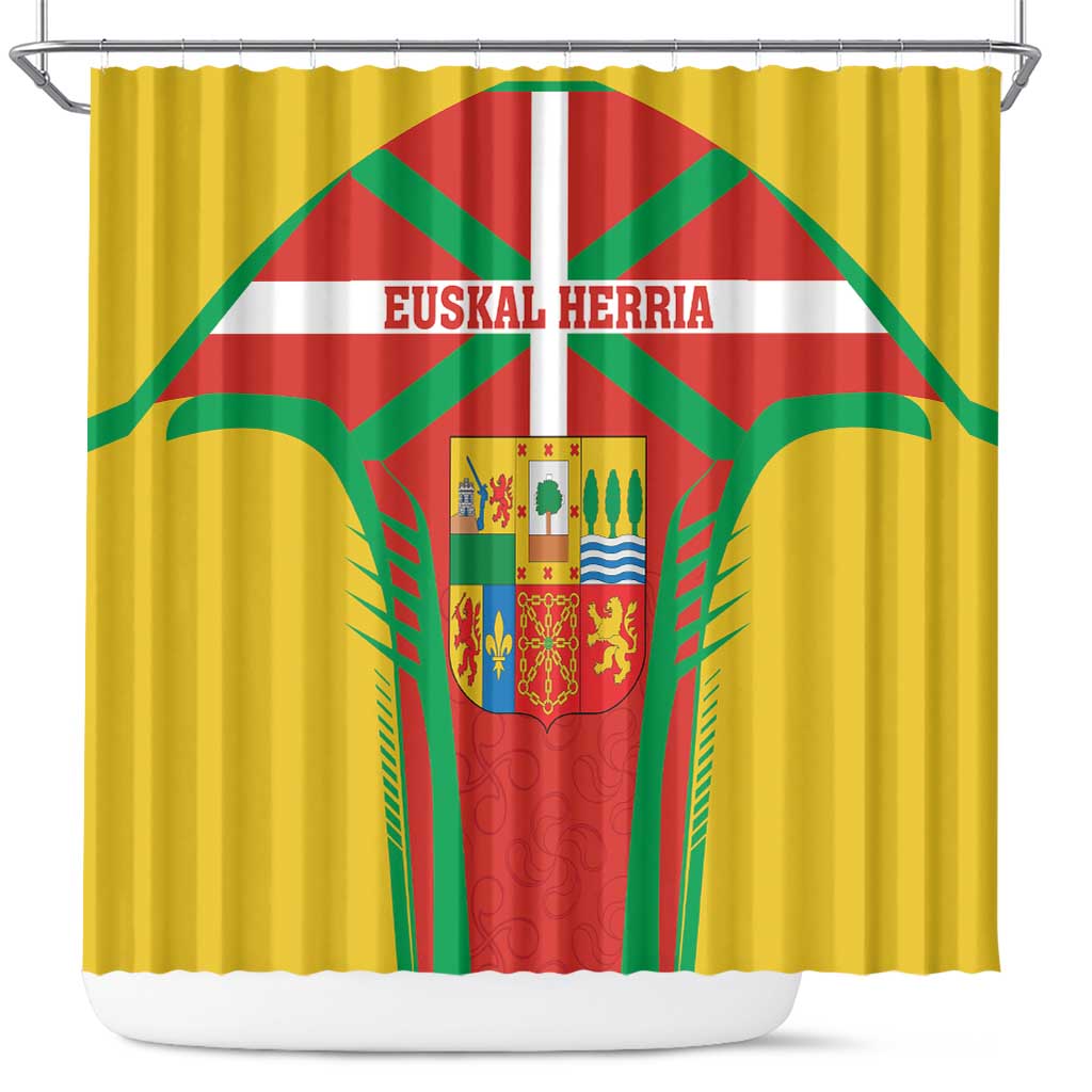 Basque Country Shower Curtain Zazpiak Bat Flag Style