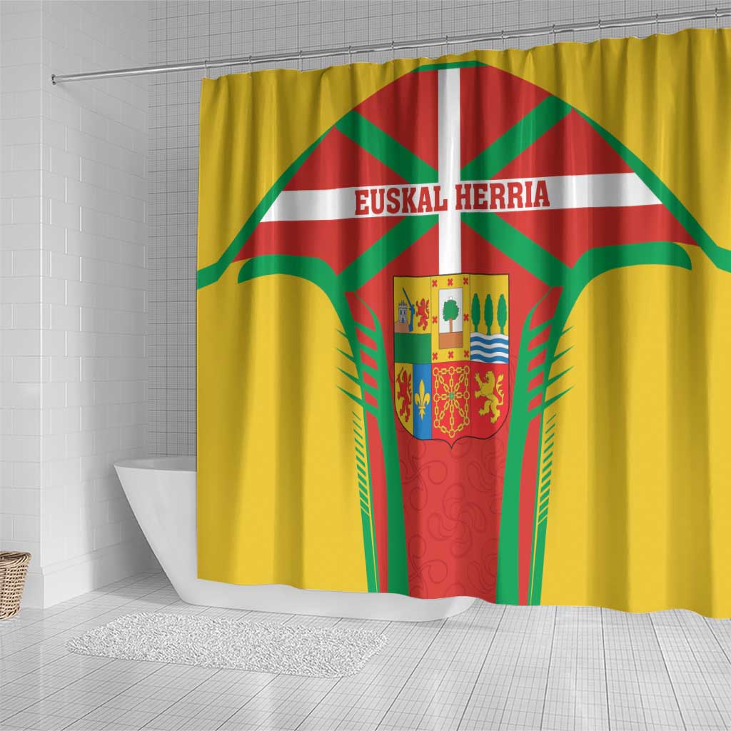 Basque Country Shower Curtain Zazpiak Bat Flag Style