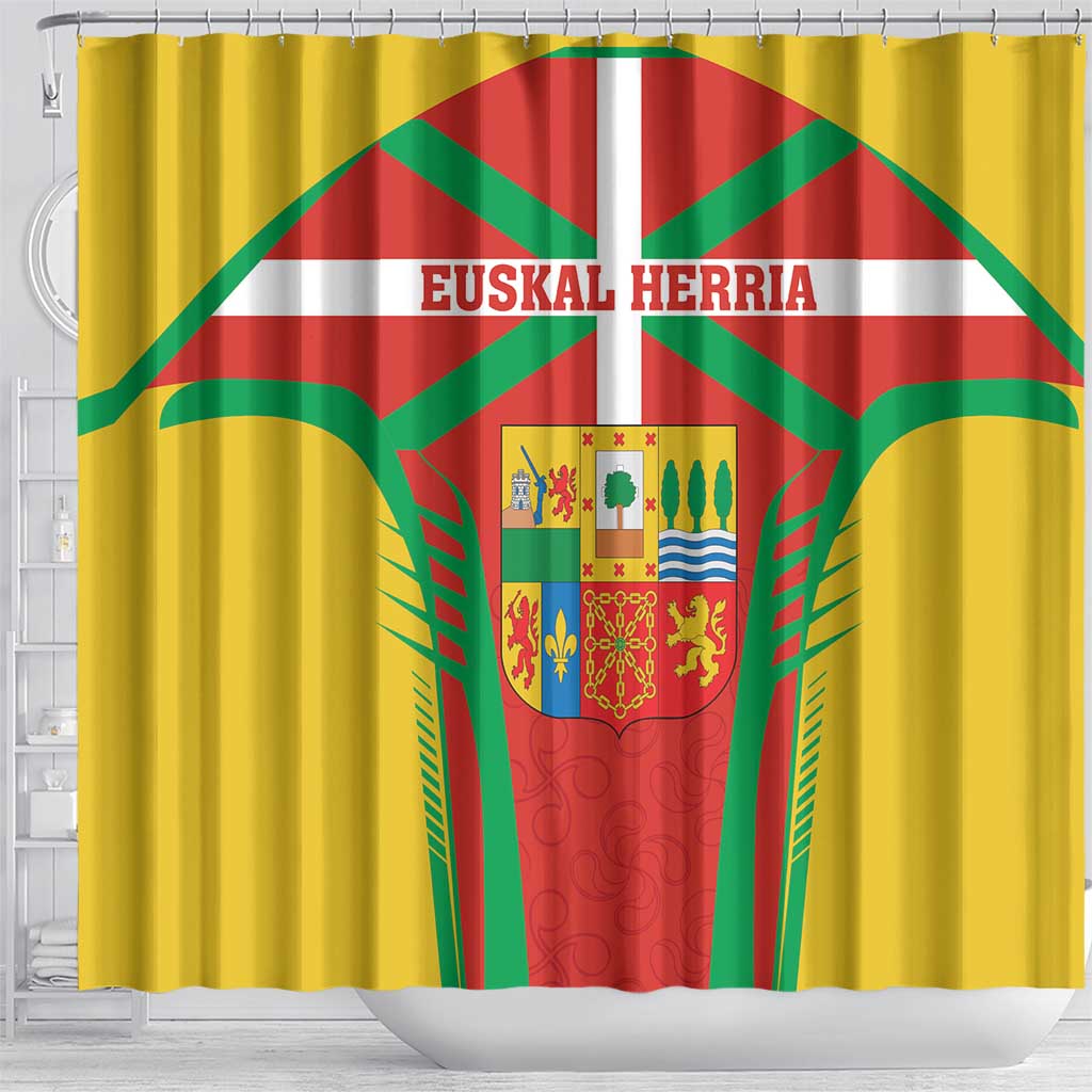 Basque Country Shower Curtain Zazpiak Bat Flag Style