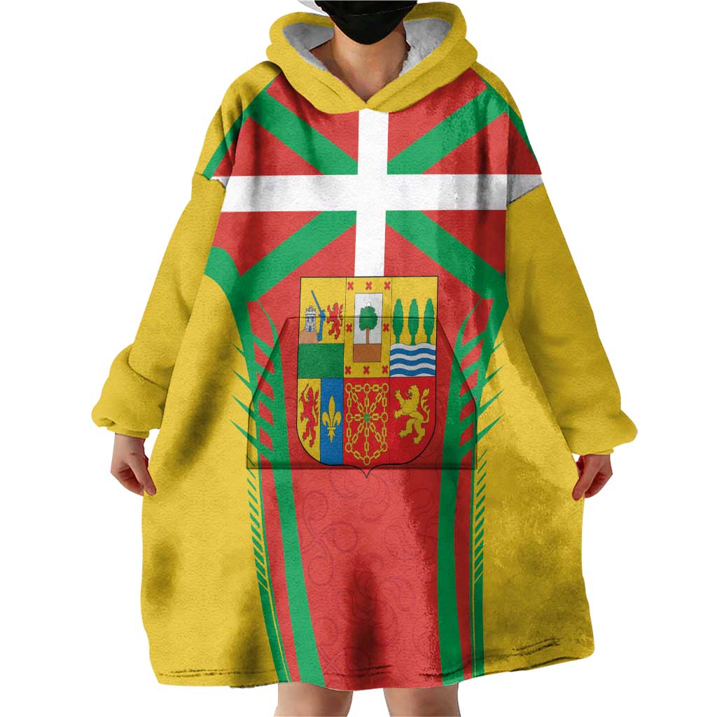 Basque Country Wearable Blanket Hoodie Zazpiak Bat Flag Style