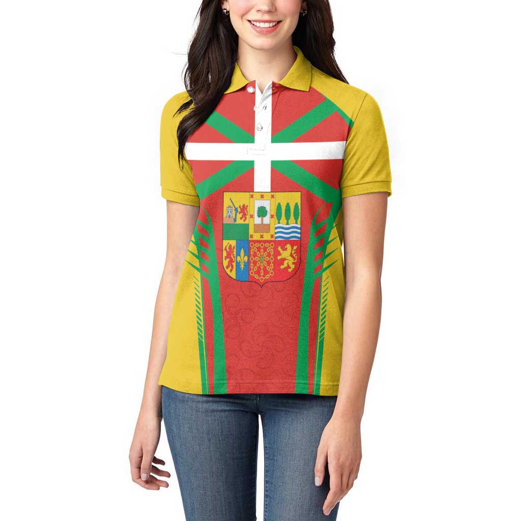 Basque Country Women Polo Shirt Zazpiak Bat Flag Style