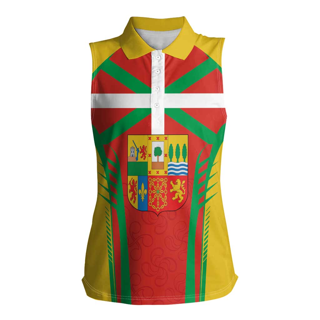 Basque Country Women Sleeveless Polo Shirt Zazpiak Bat Flag Style