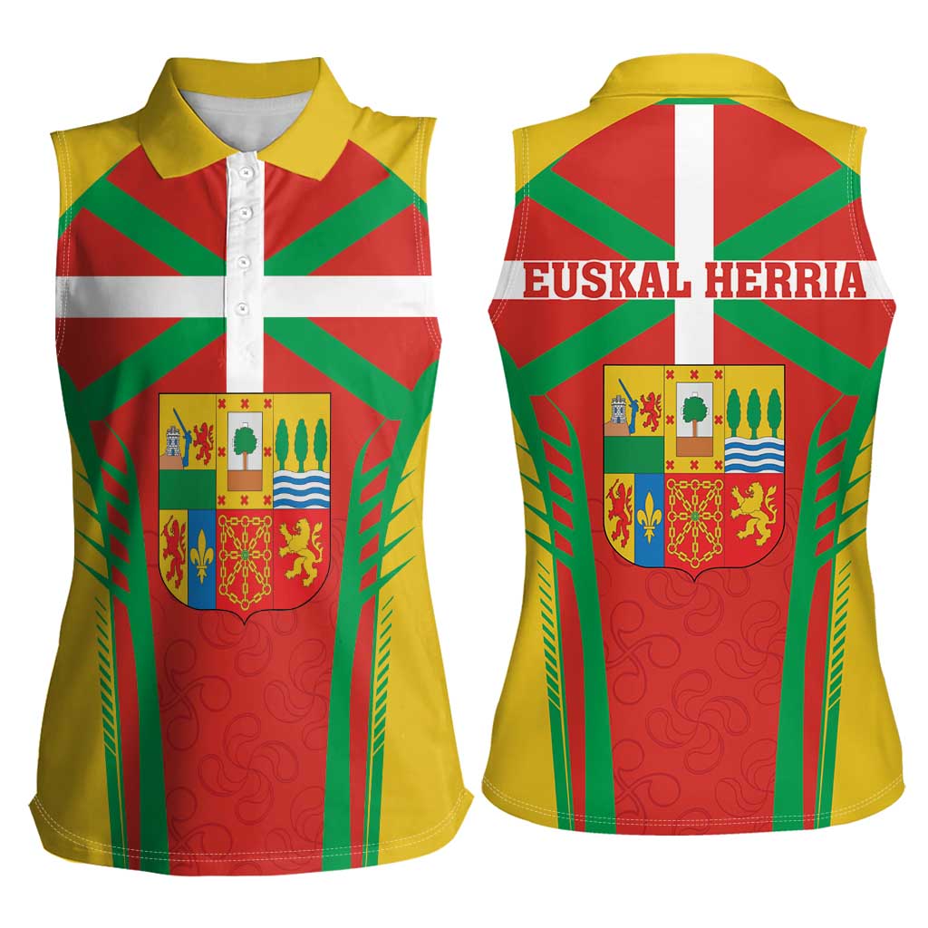 Basque Country Women Sleeveless Polo Shirt Zazpiak Bat Flag Style