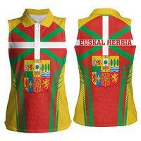 Basque Country Women Sleeveless Polo Shirt Zazpiak Bat Flag Style