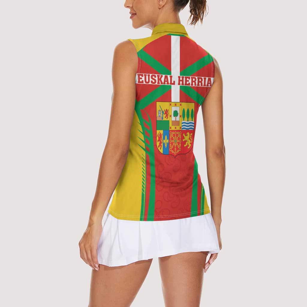 Basque Country Women Sleeveless Polo Shirt Zazpiak Bat Flag Style