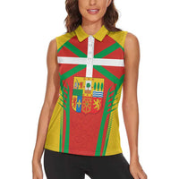 Basque Country Women Sleeveless Polo Shirt Zazpiak Bat Flag Style
