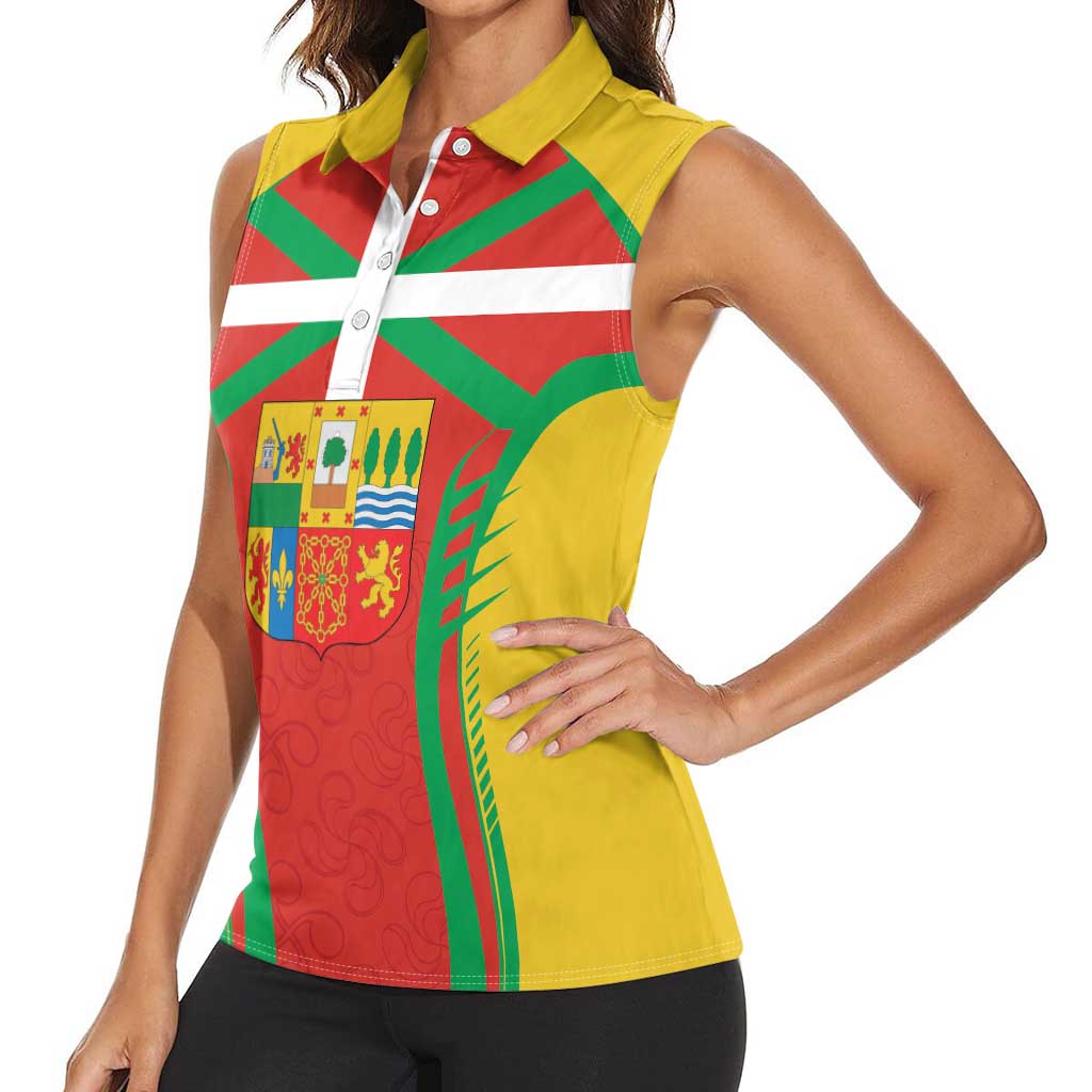 Basque Country Women Sleeveless Polo Shirt Zazpiak Bat Flag Style