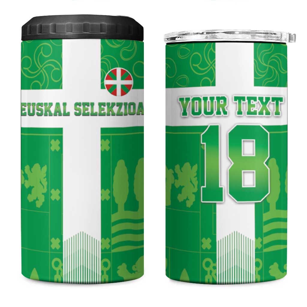 Custom Basque Euskadi Football 4 in 1 Can Cooler Tumbler Euskal Selekzioa Go Champion