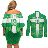 Custom Basque Euskadi Football Couples Matching Off Shoulder Short Dress and Long Sleeve Button Shirt Euskal Selekzioa Go Champion