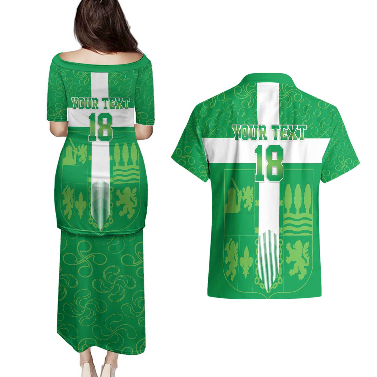 Custom Basque Euskadi Football Couples Matching Puletasi and Hawaiian Shirt Euskal Selekzioa Go Champion