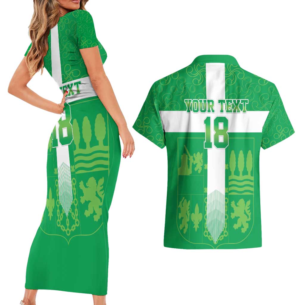 Custom Basque Euskadi Football Couples Matching Short Sleeve Bodycon Dress and Hawaiian Shirt Euskal Selekzioa Go Champion