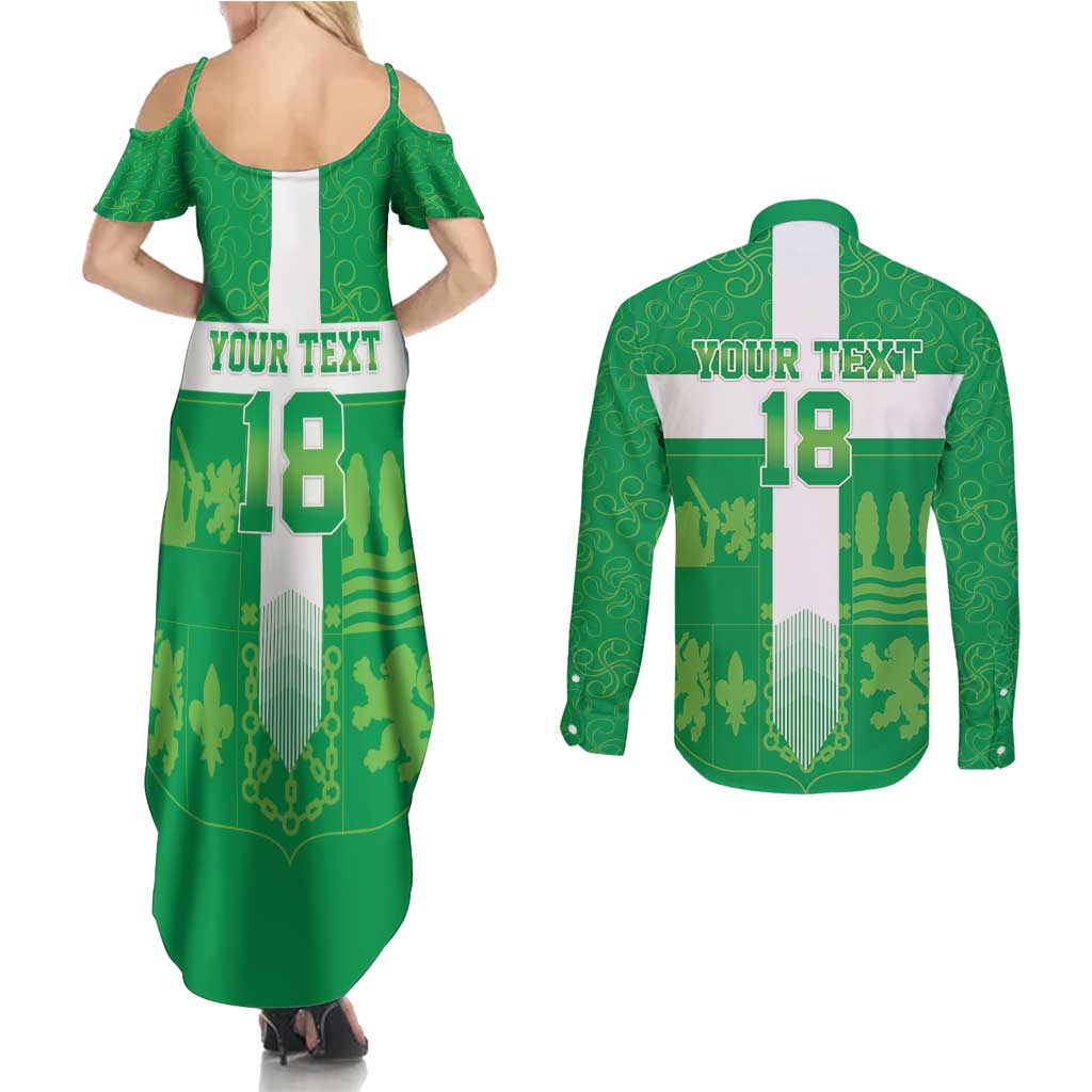 Custom Basque Euskadi Football Couples Matching Summer Maxi Dress and Long Sleeve Button Shirt Euskal Selekzioa Go Champion