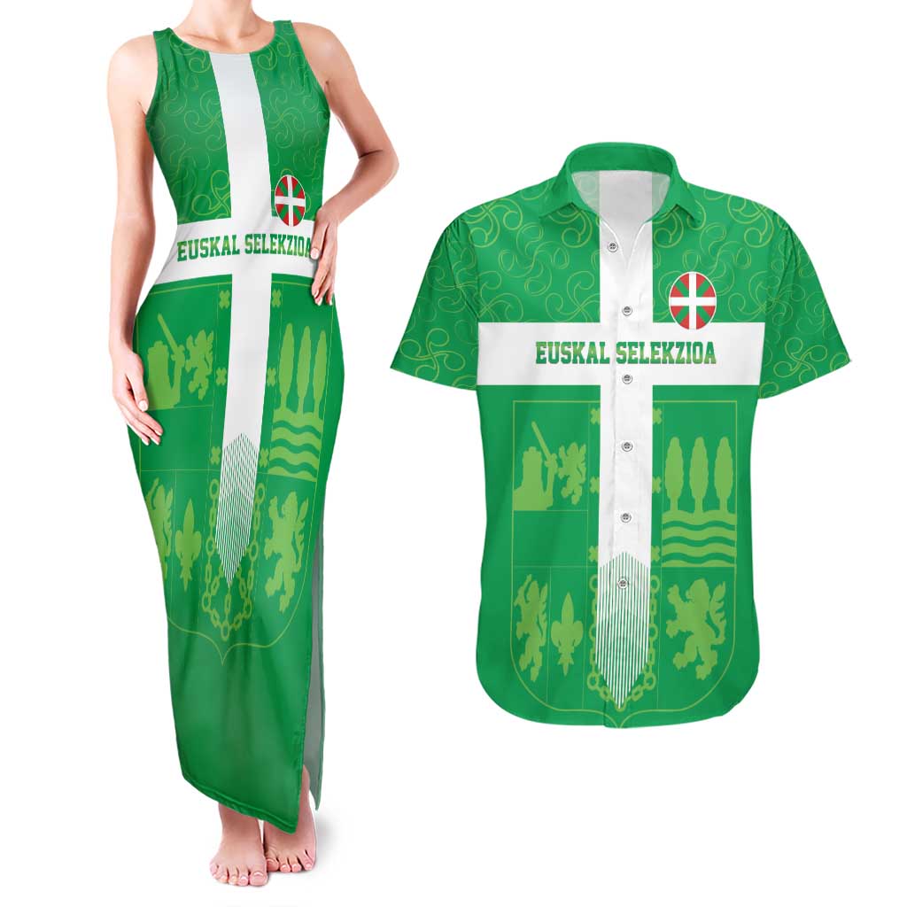Custom Basque Euskadi Football Couples Matching Tank Maxi Dress and Hawaiian Shirt Euskal Selekzioa Go Champion