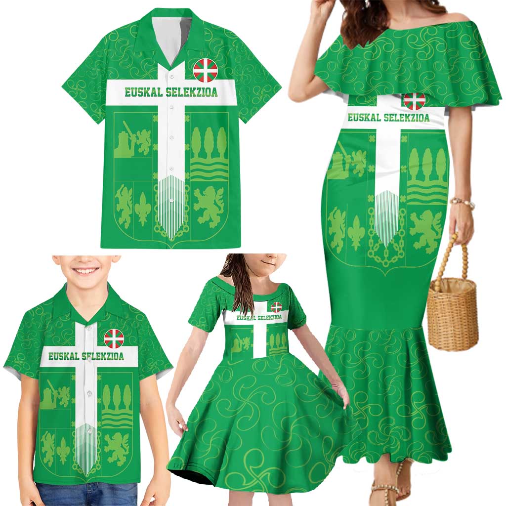 Custom Basque Euskadi Football Family Matching Mermaid Dress and Hawaiian Shirt Euskal Selekzioa Go Champion