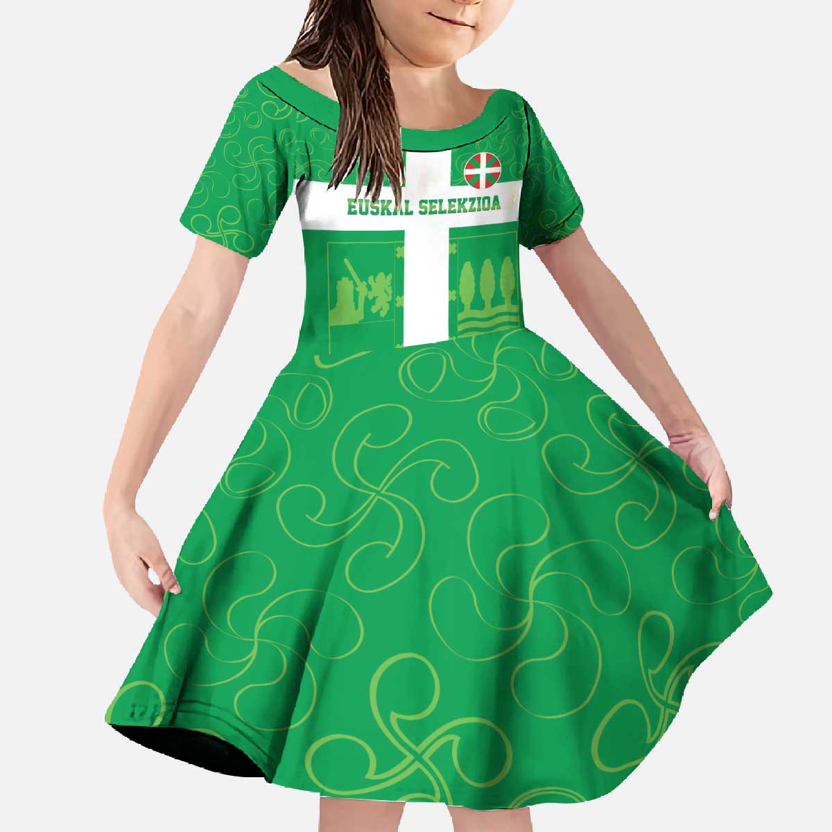 Custom Basque Euskadi Football Family Matching Off The Shoulder Long Sleeve Dress and Hawaiian Shirt Euskal Selekzioa Go Champion