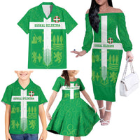 Custom Basque Euskadi Football Family Matching Off The Shoulder Long Sleeve Dress and Hawaiian Shirt Euskal Selekzioa Go Champion